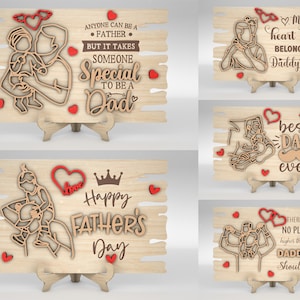 Papa und Baby Line Art Stand Decor SVG, Vatertagsschild SVG, Geschenk für Papa, Vatertagsgeschenke svg, Glowforge svg-Dateien, Laserschnittdateien