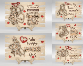 Dad And Baby Line Art Stand Decor SVG, Fathers Day Sign SVG, Gift for Dad, Fathers Day Gifts svg, Glowforge svg files, Laser cut files