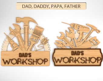 Personalized Dad's Workshop Sign SVG, Mechanic Dad sign svg, Dad Tools svg, Handy Dad svg, Fathers Day Gifts svg, Glowforge svg files