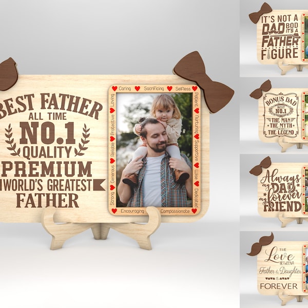 Fathers Day Photo Frame svg, 3D laser cut frame, bonus dad svg, Gift for Dad, Fathers Day gifts svg, Glowforge svg files, Laser cut files