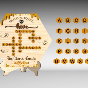 Gepersonaliseerd welkom bij onze bijenkorf honingbij teken SVG, familieteken svg, cadeau voor moeder, Moederdagcadeaus svg, Glowforge svg-bestanden, lasergesneden bestanden