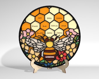 Cartello personalizzato HoneyBee Hive nonna SVG, cartello Grandbabees svg, regalo per la mamma, regali per la festa della mamma svg, file Glowforge svg, file tagliati al laser