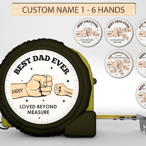 Personalized Best Dad Ever Loved Beyond Measure Tape Measure Svg, Set of 1-6 fist bumps, Tape Measure Laser cut file, Glowforge SVG Files