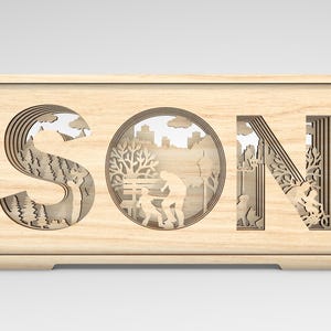 3D Multilayer Standing Son Art svg, Happy Father's Day svg, Geschenk für Sohn, Vater und Sohn svg, 8-Layer-Kunststück für Glowforge, Laser-Schnittdateien