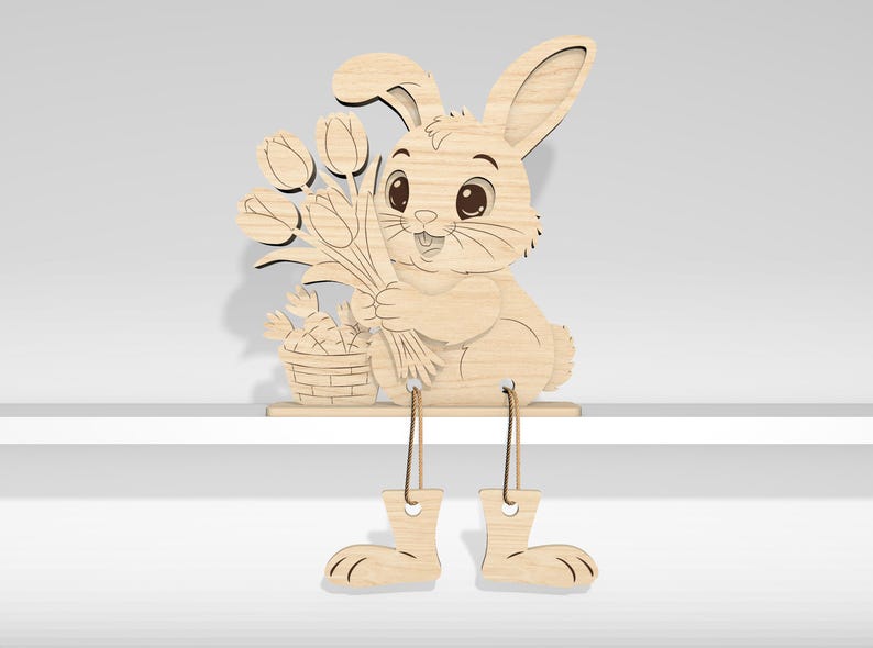 12 Easter Bunny Shelf Sitters Figurines Laser Svg File, Layered Easter ...