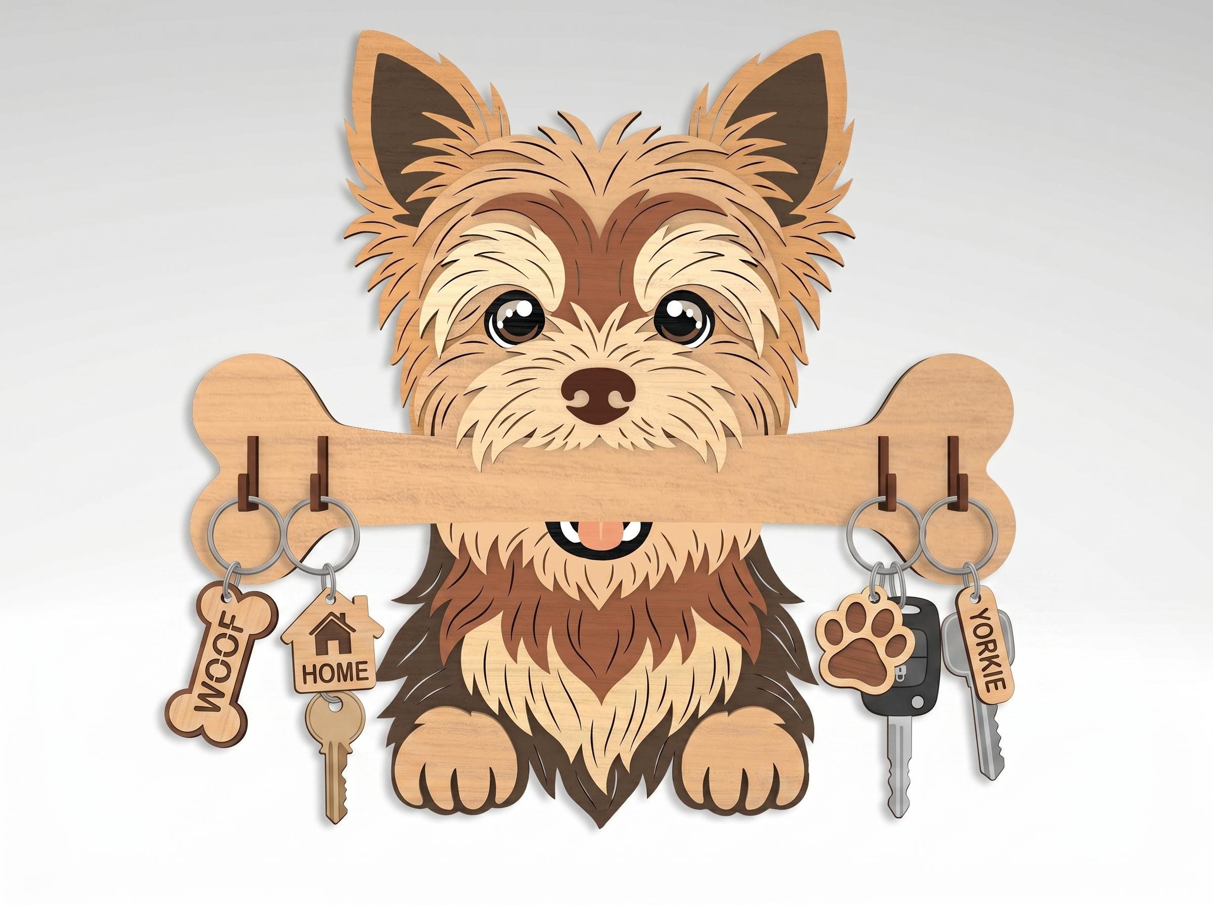 Dog Breed Key Holder Laser Cut Bundle, Cute Puppy Wall Key Rack Svg ...