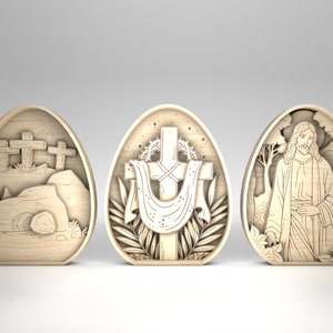 Decoración de Pascua SVG, Huevo de Pascua SVG, Día de Pascua SVG, Él ha resucitado SVG, Arte de la cruz de Jesús SVG, Archivos SVG de Glowforge, Archivos cortados con láser