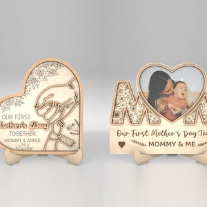 Personalisierter unser erster Muttertag zusammen Zeichen SVG, Geschenk für Mama, Muttertagssvg, Muttertagsgeschenkes svg, Glowforge svg-Dateien, Laser geschnittene Dateien