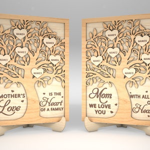 Personalized Mom Family Tree Sign SVG, Gift for Mom, Mothers Day svg, Mothers Day Gifts svg, Glowforge svg files, Laser cut files