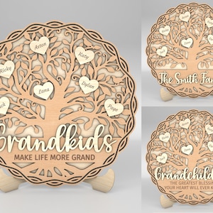 Sinal de árvore genealógica personalizado SVG, sinal de árvore de netos svg, árvore da vida SVG, árvore de nome de família SVG, arquivos Glowforge svg, arquivos cortados a laser