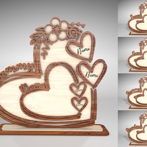 Personalizado floral abuela mamá corazón stand decoración SVG, regalo para mamá, día de las madres svg, regalos del día de las madres svg, archivos svg Glowforge, archivos cortados por láser
