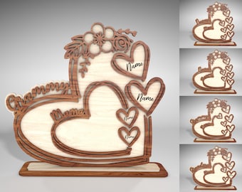 Personalized Floral Grandma Mom Heart Stand Decor SVG,Gift for Mom,Mothers Day svg,Mothers Day Gifts svg,Glowforge svg files,Laser cut files