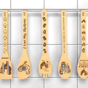 Cucharas de madera de gallo svg, amantes del pollo svg, regalo de cocina svg, citas de grabado de cuchara SVG, regalo para mamá, archivos svg Glowforge, archivos cortados con láser