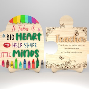 Insegnante Puzzle Cartello SVG, Regalo per Insegnante, Insegnante Cuore Cartello SVG, Insegnante cartello SVG, File Glowforge SVG, File tagliati al laser