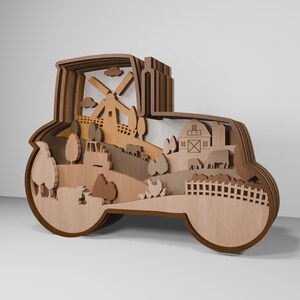 Multilayer Sign Tractor Multilayer Farm Tractor Art Svg, Farm Scene Art Svg, Farm Animals Svg ...