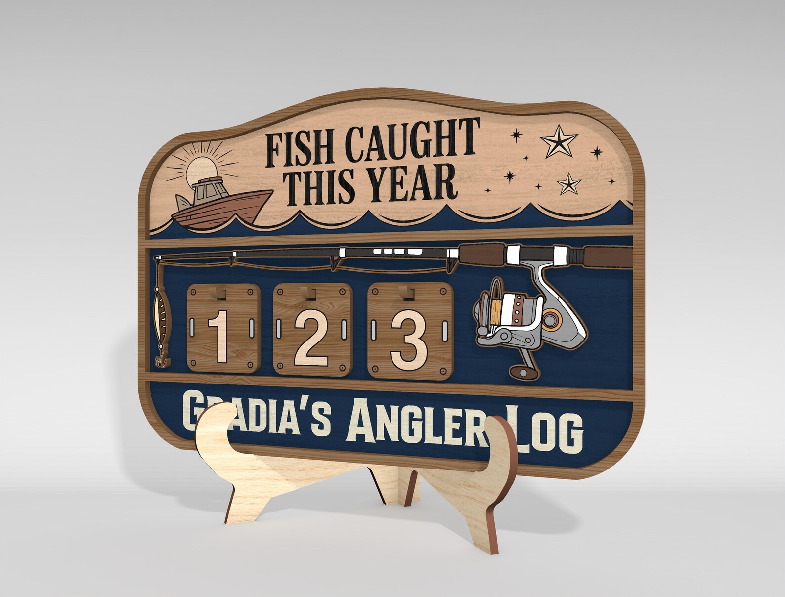 Fish Caught This Year Tracker Sign SVG, Personalized Angler Log Counter ...