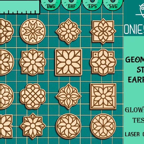 Geometric Stud Earring Svg Bundle, Geometric Stud Earrings Laser cut file, Geometric Earring SVG, Glowforge SVG Files, Digital File