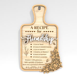 Gepersonaliseerde vriendschapsrecept snijplank svg, recept svg, cadeau voor beste vriend, Bestie Gifts svg, Glowforge svg-bestanden, lasergesneden bestanden