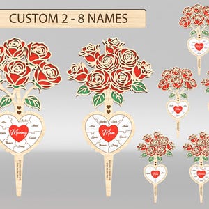Personalisierte Muttertag Rose Blumenstrauß SVG, Geschenk für Mama, Mama Puzzleteile svg, Muttertagsgeschenke, Glowforge svg-Dateien, Laser geschnitten Dateien