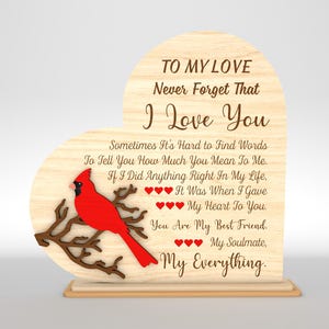 Signo de mensaje romántico SVG, Cardinal Bird svg, Regalo para pareja, Regalos de aniversario svg, Archivos svg Valentine Glowforge, Archivos cortados con láser