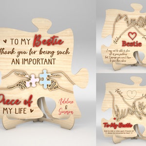 Personalizado Bestie Hands Puzzle Sign SVG,Regalo para Bestie,Mejor amigo manos Signo svg,Signo de amistad svg,Archivos svg Glowforge,Archivos cortados por láser