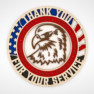 Multilayer Thank You For Your Service svg, Patriotic Eagle Svg, Honor Veteran svg, Independence Day svg, Laser cut files,Glowforge SVG Files