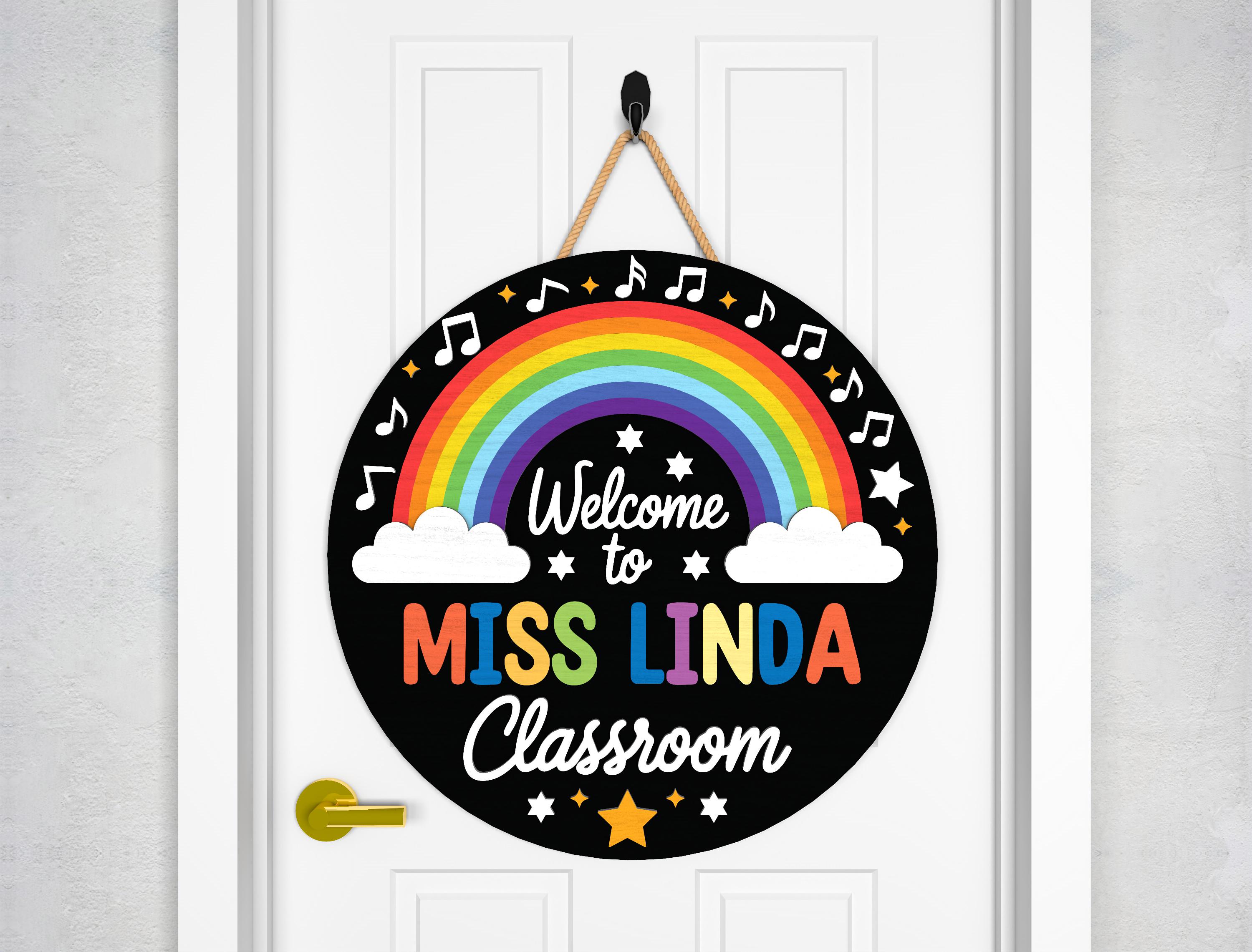 Personalized Teacher Door Sign SVG, Classroom Round Sign SVG Bundle ...