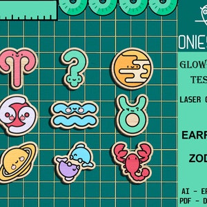 Zodiac Stud Earring Svg Bundle, Zodiac Stud Earrings Laser cut file, Zodiac Earring SVG, Gift for Her, Glowforge SVG Files, Digital File image 3