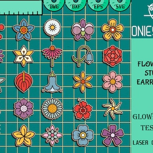 Blumen Ohrstecker Svg Bundle, Blumen Ohrstecker Laser cut file, Floral Ohrringe SVG, Glowforge SVG, Digital File