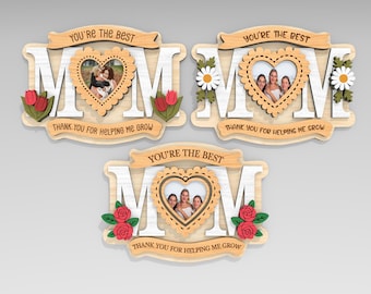 Floral Mothers Day Fridge Magnet Photo Frame svg, Mom Fridge Photo Magnet svg, Mothers Day Gifts svg, Glowforge svg files, Laser cut files