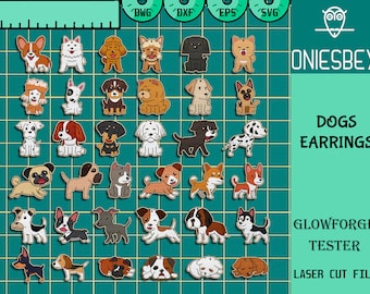 Funny Dog Earrings Svg Bundle, Animal Earring Svg, Earrings Laser cut files, Cute Dog Earring SVG, Glowforge SVG Files, Digital File