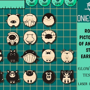 Animals Earring Stud Svg Bundle, Animals Stud Earrings Laser cut file, Earrings SVG, Glowforge SVG Files, Digital File