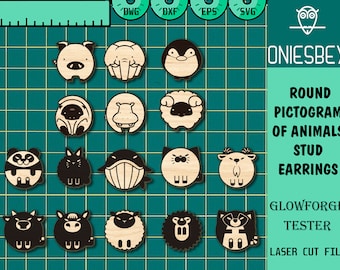 Dieren Oorbel Stud Svg Bundel, Dieren Stud Oorbellen Laser gesneden bestand, Oorbellen SVG, Glowforge SVG Bestanden, Digitaal Bestand
