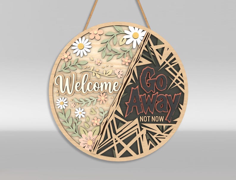 Snarky Welcome Sign SVG Bundle, Sarcastic Door Hanger Laser Cut Files ...