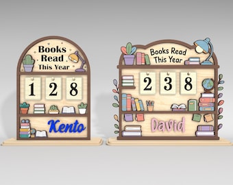 Contatore di libri letti quest'anno personalizzato in formato svg, cartello con il contalitri dei libri in formato svg, regali per gli amanti dei libri in formato svg, file svg Glowforge, file tagliati al laser, digitale