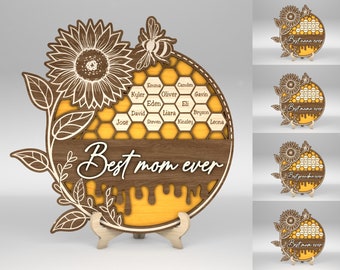 Alveare personalizzato migliore mamma di sempre firmare SVG, Grandbabees firmare in formato SVG, regalo per la mamma, regali per la festa della mamma in formato SVG, file SVG Glowforge, file tagliati al laser