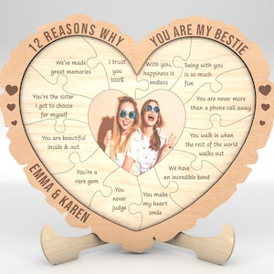 Gepersonaliseerde 12 redenen waarom je mijn Bestie bent Stand decor SVG, Cadeau voor Bestie, Beste Vrienden Geschenken SVG, Glowforge SVG-bestanden, Lasergesneden bestanden