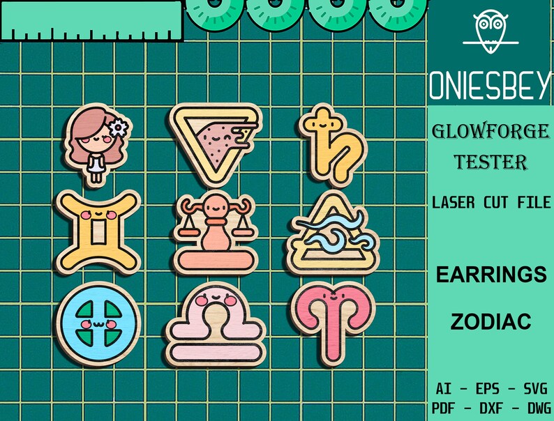 Zodiac Stud Earring Svg Bundle, Zodiac Stud Earrings Laser cut file, Zodiac Earring SVG, Gift for Her, Glowforge SVG Files, Digital File image 5