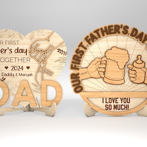 Assinatura personalizada do nosso primeiro dia dos pais juntos SVG, presente para o pai, svg do dia dos pais, presentes do dia dos pais svg, arquivos svg Glowforge, arquivos cortados a laser
