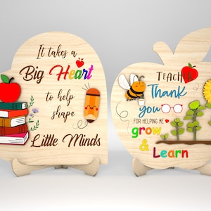 Personalizowany nauczyciel Apple Sign SVG, prezent dla nauczyciela, nauczyciel Heart Sign SVG, cytaty nauczyciela SVG, pliki SVG Glowforge, pliki cięte laserowo
