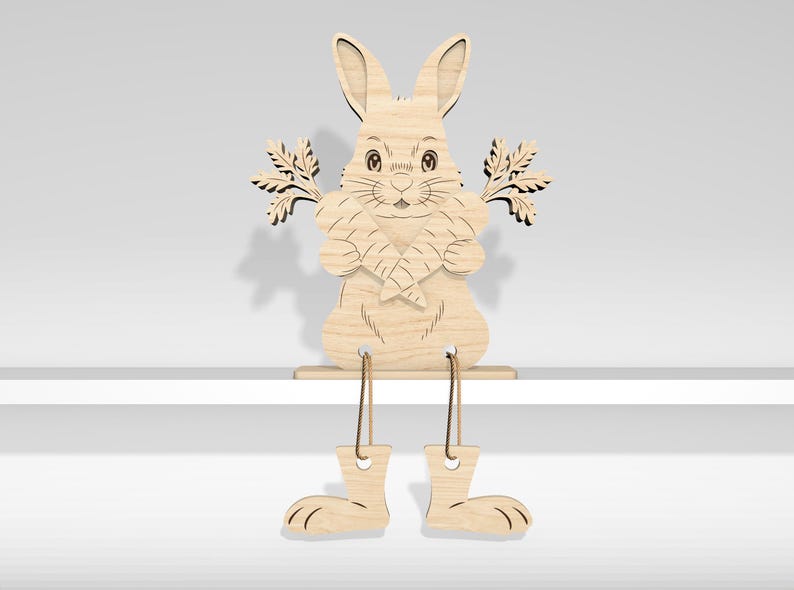 12 Easter Bunny Shelf Sitters Figurines Laser Svg File, Layered Easter ...