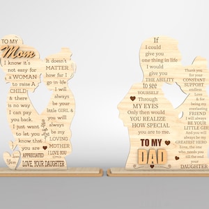 Mãe, pai e filha assinam SVG, presente para mãe, presente para pai, presente de aniversário svg, presentes de dia das mães svg, arquivos svg Glowforge, arquivos cortados a laser
