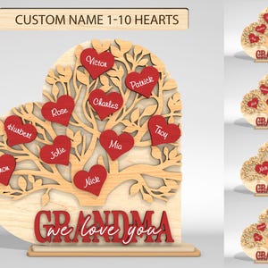 Personalized Grandma We love you Heart Stand Decor SVG, Gift for Grandma, Mothers Day Gifts svg, Glowforge svg files, Laser cut files