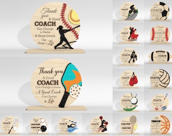 18 Thank You Sport Coach Sign SVG Bundle, Baseball,Basketball,Volleyball Coach sign svg, Coach Appreciation Gifts, Glowforge Laser cut files