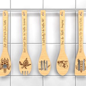 Meeresschildkröte Holzlöffel SVG, Schildkrötenliebhaber SVG, Küchengeschenk SVG, Löffel Gravur Zitate SVG, Geschenk für Mama, Glowforge SVG Dateien, Laser geschnittene Dateien