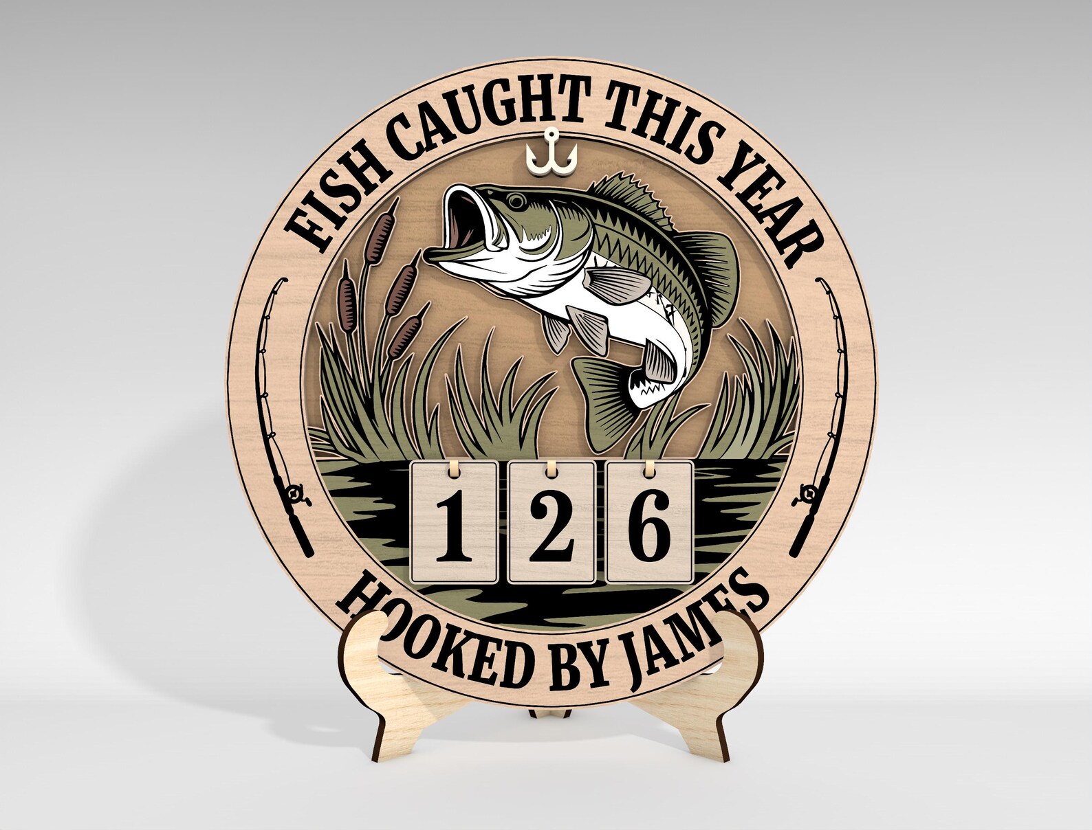 Fish Caught This Year Tracker Sign SVG, Personalized Angler Log Count ...