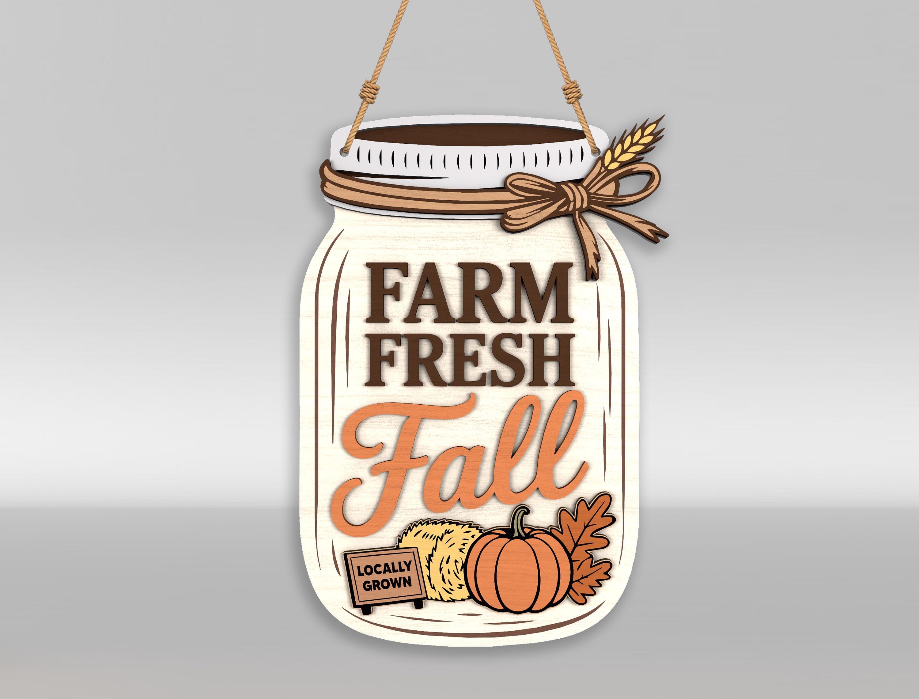 Fall Mason Jar Sign Bundle, 9 Wooden Autumn Door Hanger Svg, Scarecrow ...