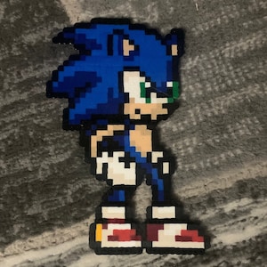 Sonic the Hedgehog & Gold Ring Fridge Magnet/keyring/wall  Decoration/sticker Hama/perler Beads 