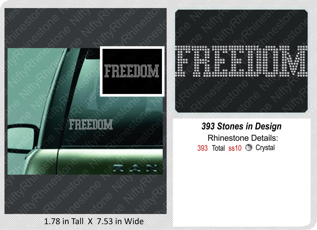 Freedom Rhinestone Decal Large Letters; Freedom Sticker; Rhinestone ...