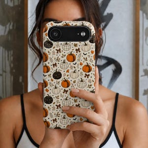 Halloween Phone Case, Fall iPhone Cover, Pumpkin Patchwork Tough Phone Case for Fall
